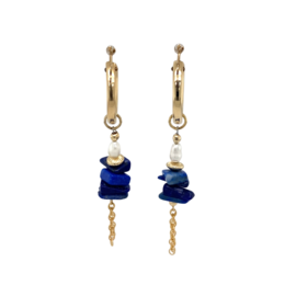 Ocean Lapis Lazuli og perleøreringe
