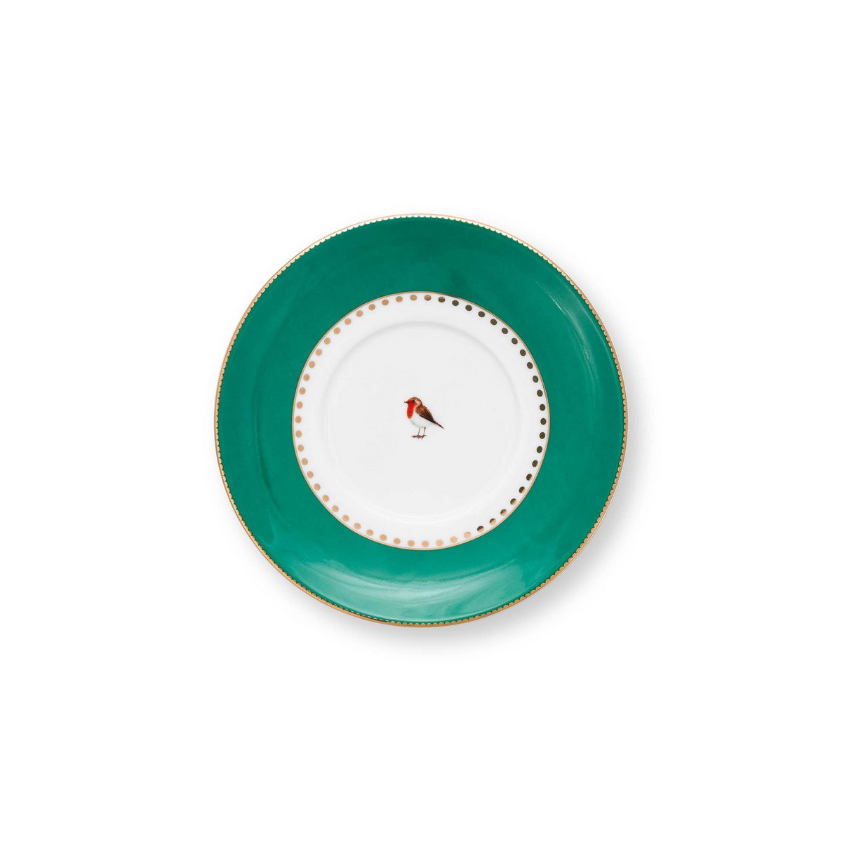 Espresso Cup & Saucer Love Birds Stripes Emerald-Green 125ml