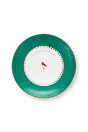 Espresso Cup & Saucer Love Birds Stripes Emerald-Green 125ml