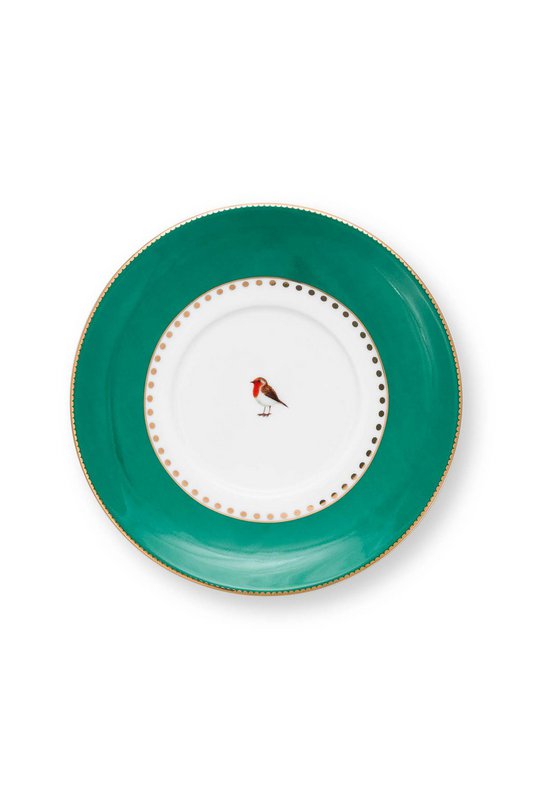 Espresso Cup & Saucer Love Birds Stripes Emerald-Green 125ml