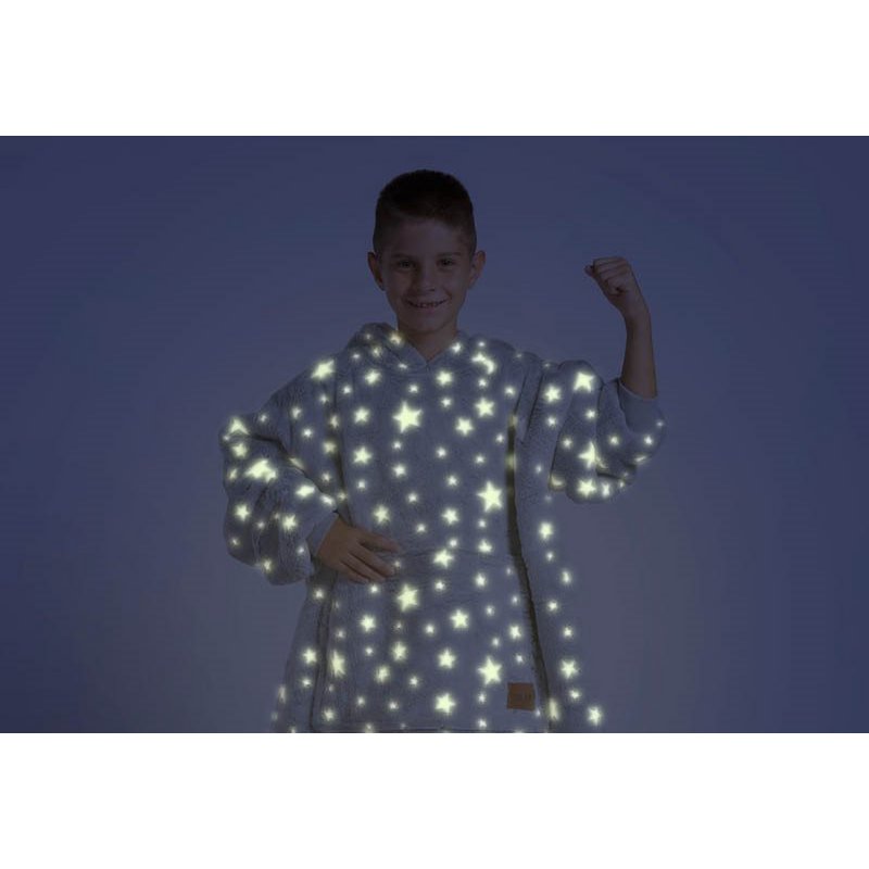 Vitapur - Hoodie deken + sokken kind - Sterren Neon