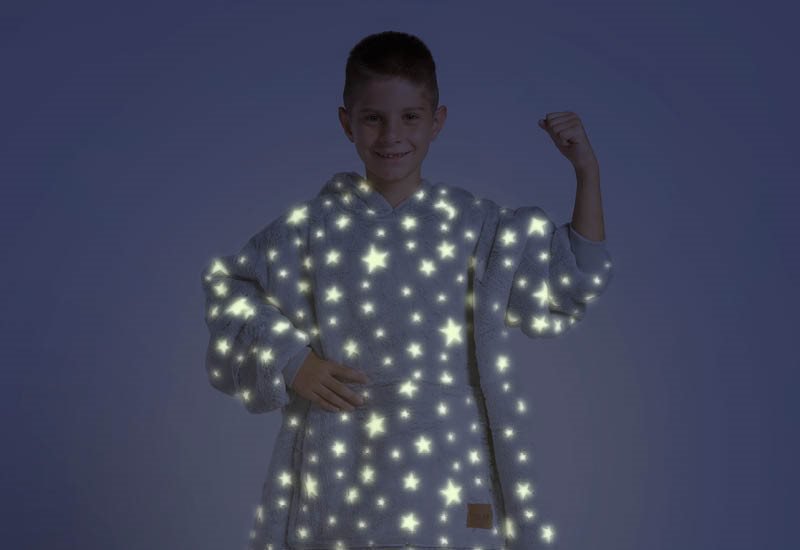Vitapur - Hoodie deken + sokken kind - Sterren Neon
