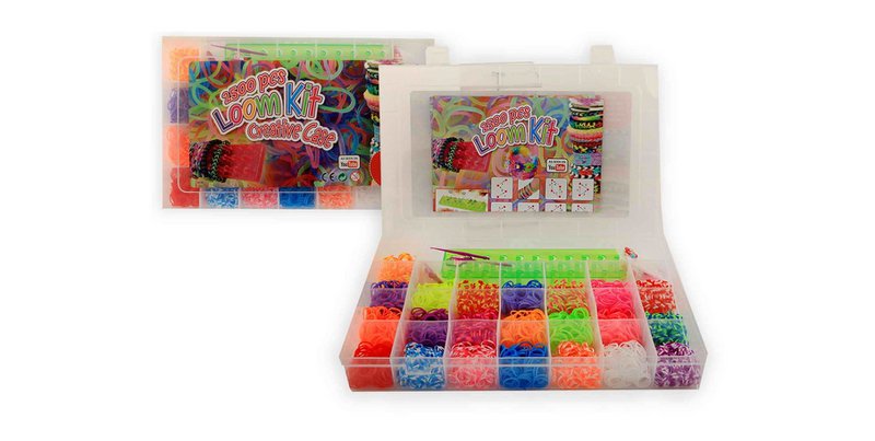 Loom-Band-Set 2500-teilig in Kunststoffbox