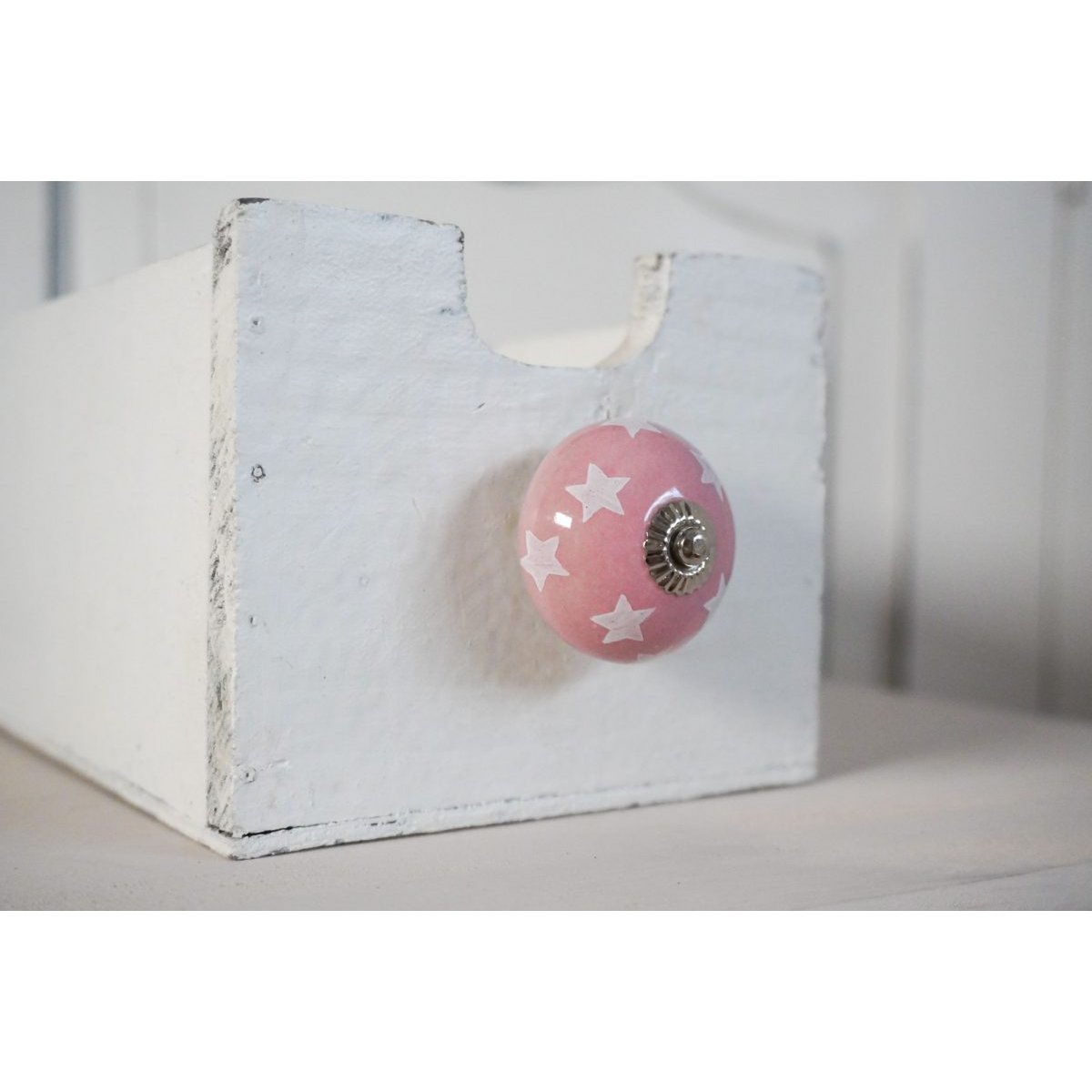 Pink furniture knob with stars 4 cm Isabelle Rose