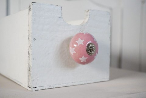 Roze meubelknop met sterren 4 cm Isabelle Rose