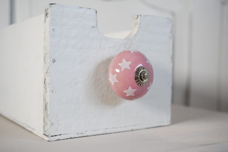 Pink møbelknop med stjerner 4 cm Isabelle Rose