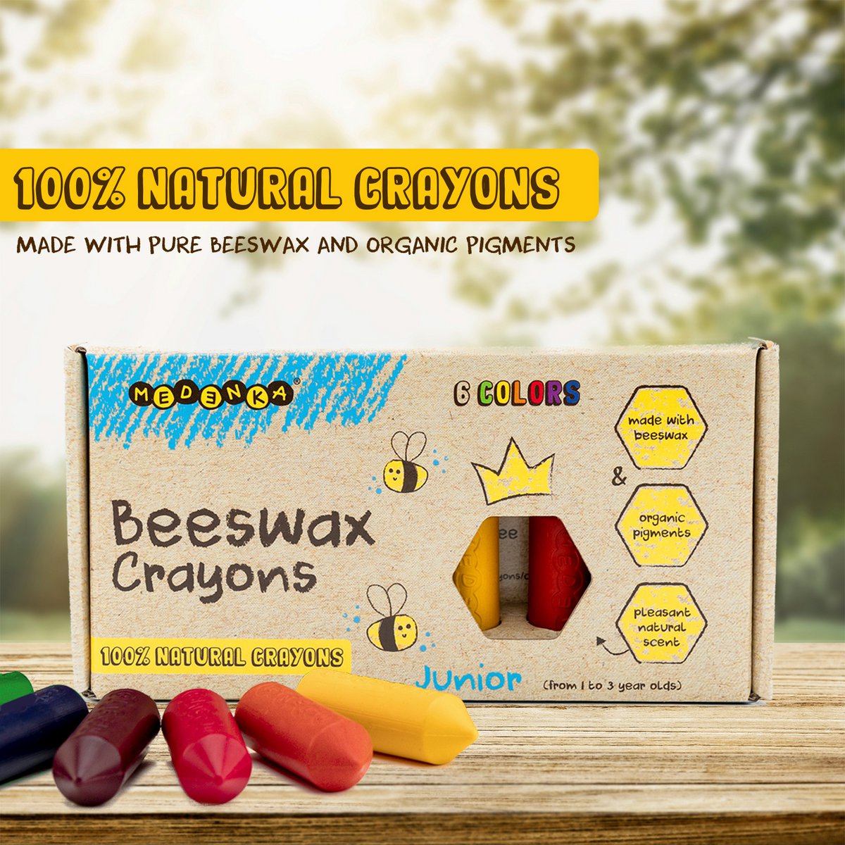 Crayones de cera de abejas Medenka Junior