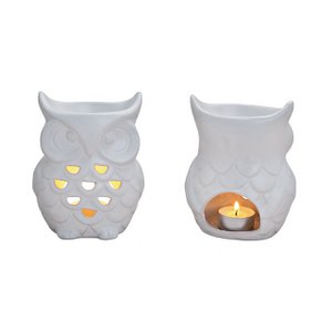 Geurlamp uil van porselein in de kleur wit, B11 x D9 x H15 cm