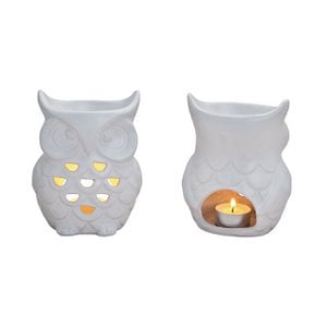 Geurlamp uil van porselein in de kleur wit, B11 x D9 x H15 cm
