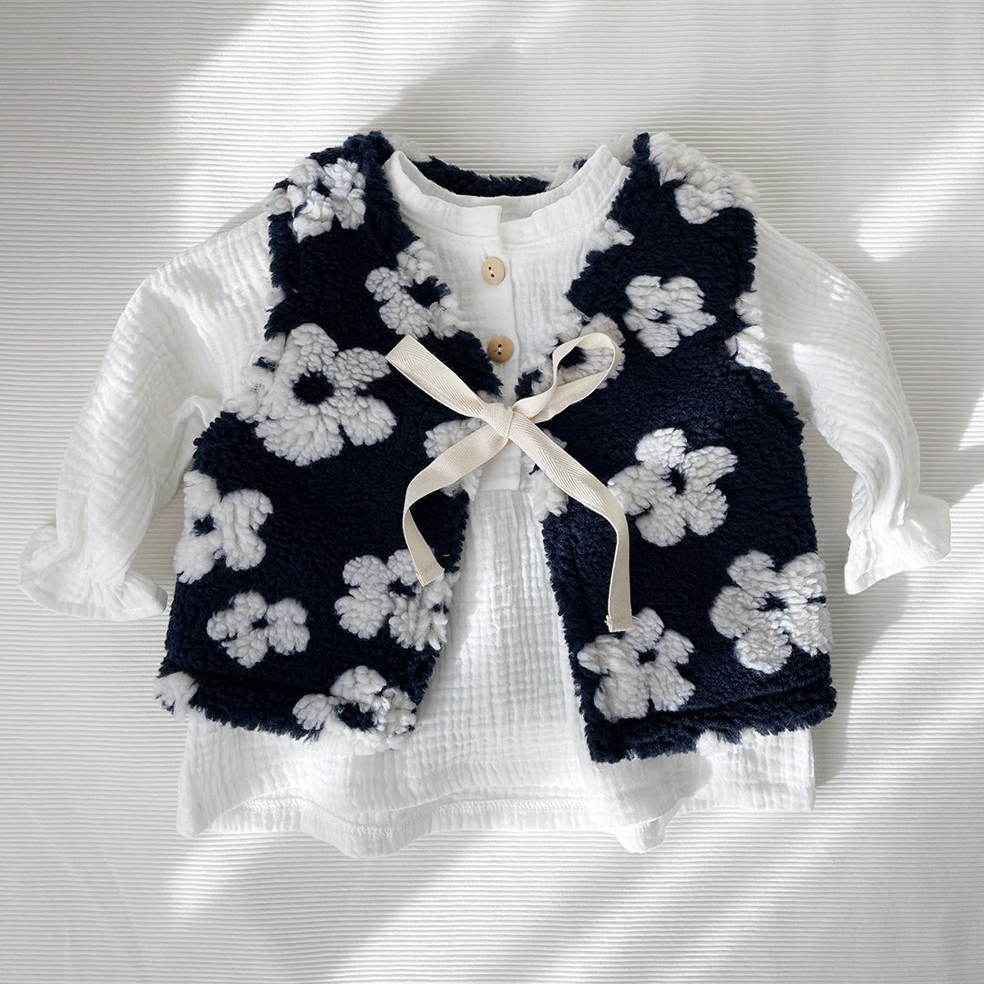 Waistcoat Teddy Flowers Navy