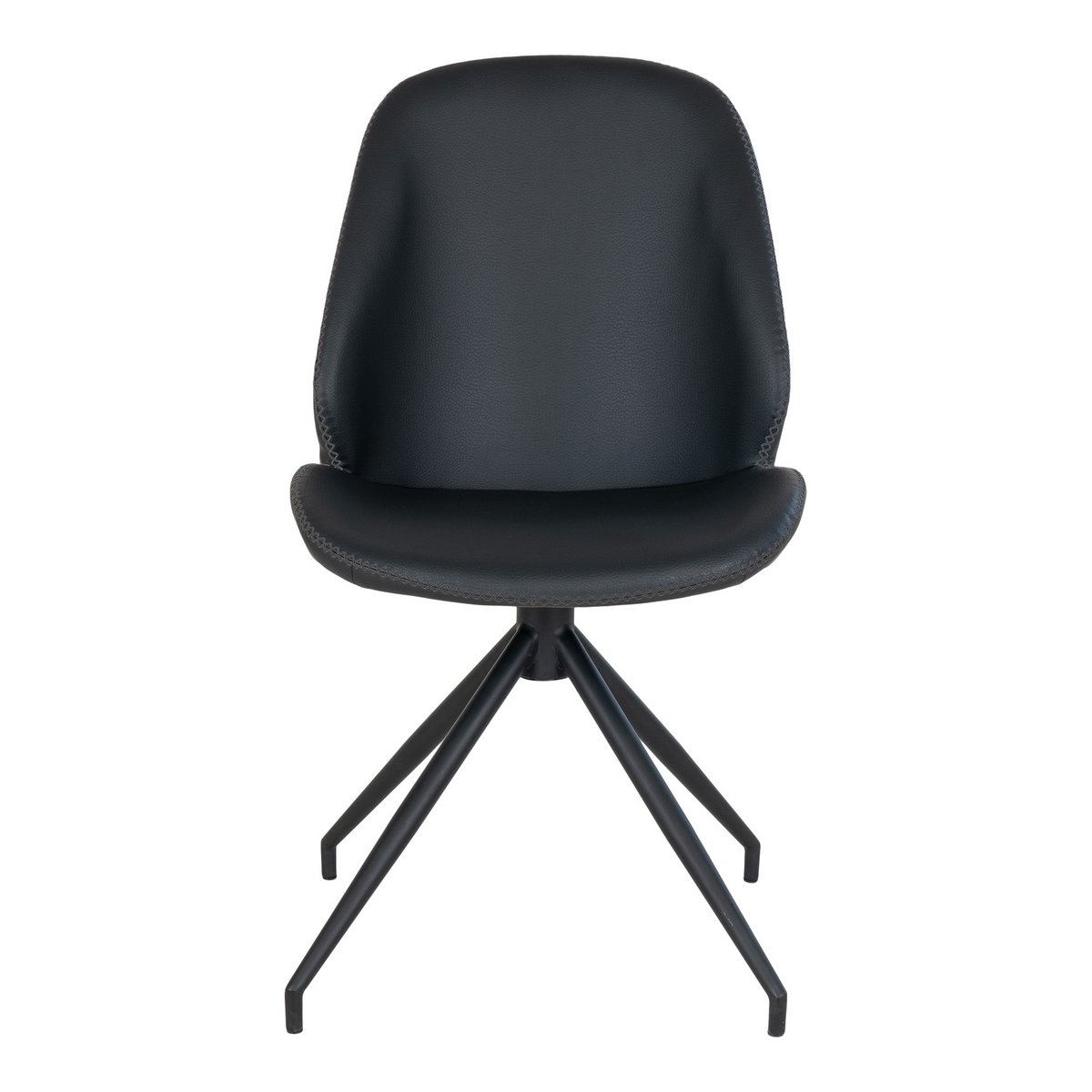 Monte Carlo Dining Chair - Black, PU Leather, Swivel - set of 2