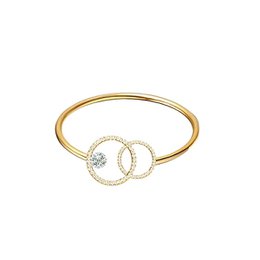 Verstellbarer dünner Ring mit Strass-Doppelkreis