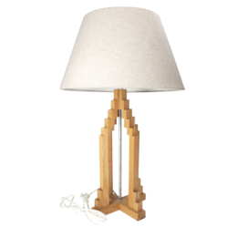 Lampada piramide con paralume h 65 d 40 cm in legno marrone naturale