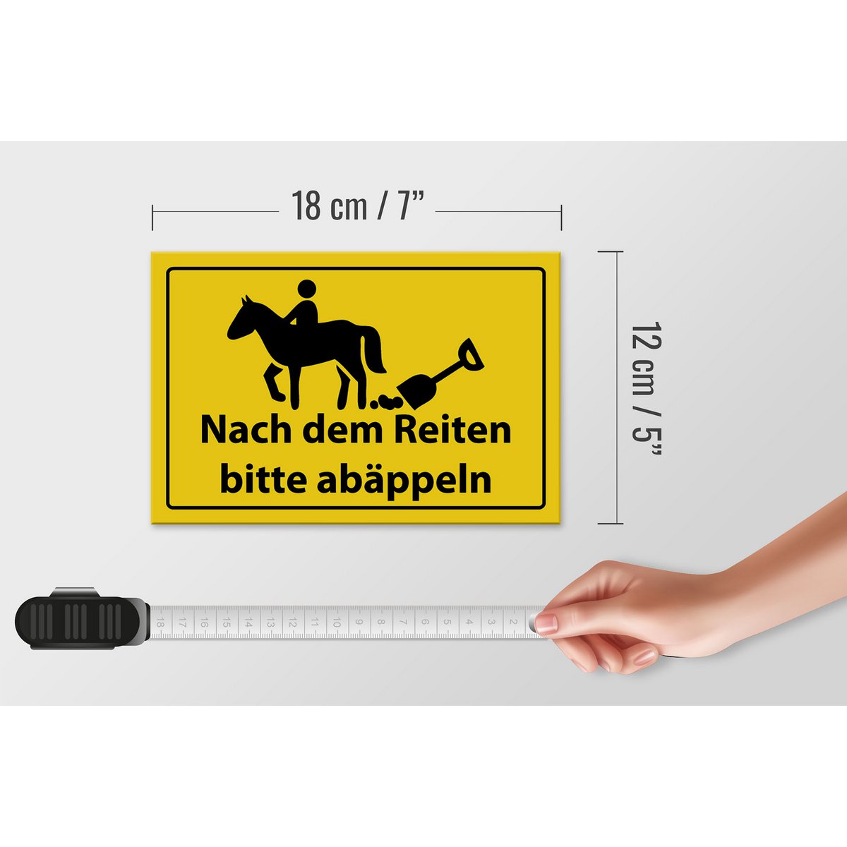 Tin sign note 18x12cm Please abäppel after riding decoration