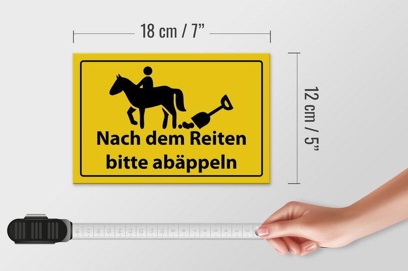 Tin sign note 18x12cm Please abäppel after riding decoration