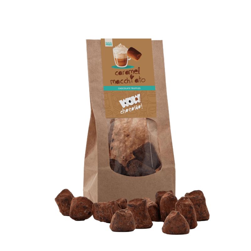 Karamell -Macchiato -Schokoladentrüffel - Biologisch abbaubare Tasche 130g