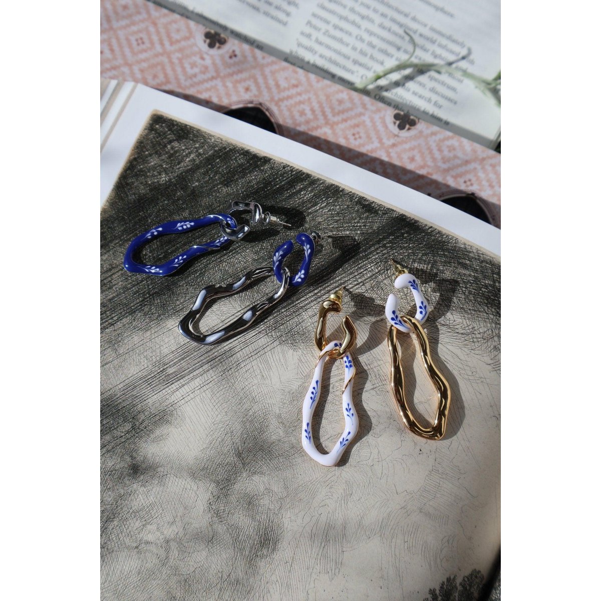 Varia Enamel 2-in-1 Earrings — Blue & Silver