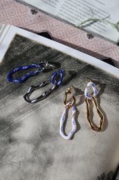 Varia Enamel 2-in-1 Earrings — Blue & Silver