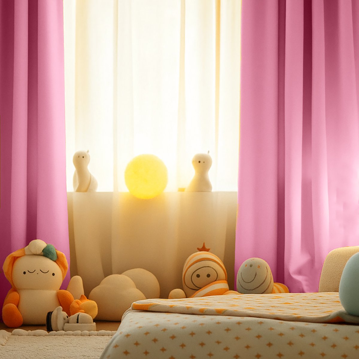 Cortinas de gasa de algodón orgánico rosa