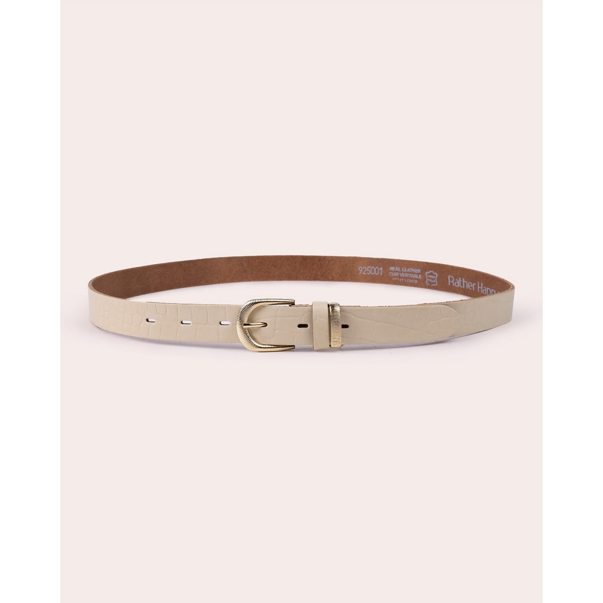 SOL | Croc-Effect Leather Belt with Elegant Gold Buckle