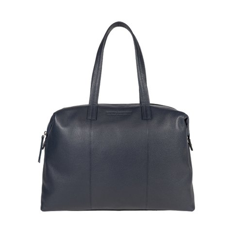 RB2004D | Boodschappentas om te bouwen tot topkoffer van echt volnerf leer, dollar/lichtkorrelig. Dubbel handvat. Kleur: Blauw Afmetingen: 43 x 36 x 14 cm Verpakking: Tas van niet-geweven stof