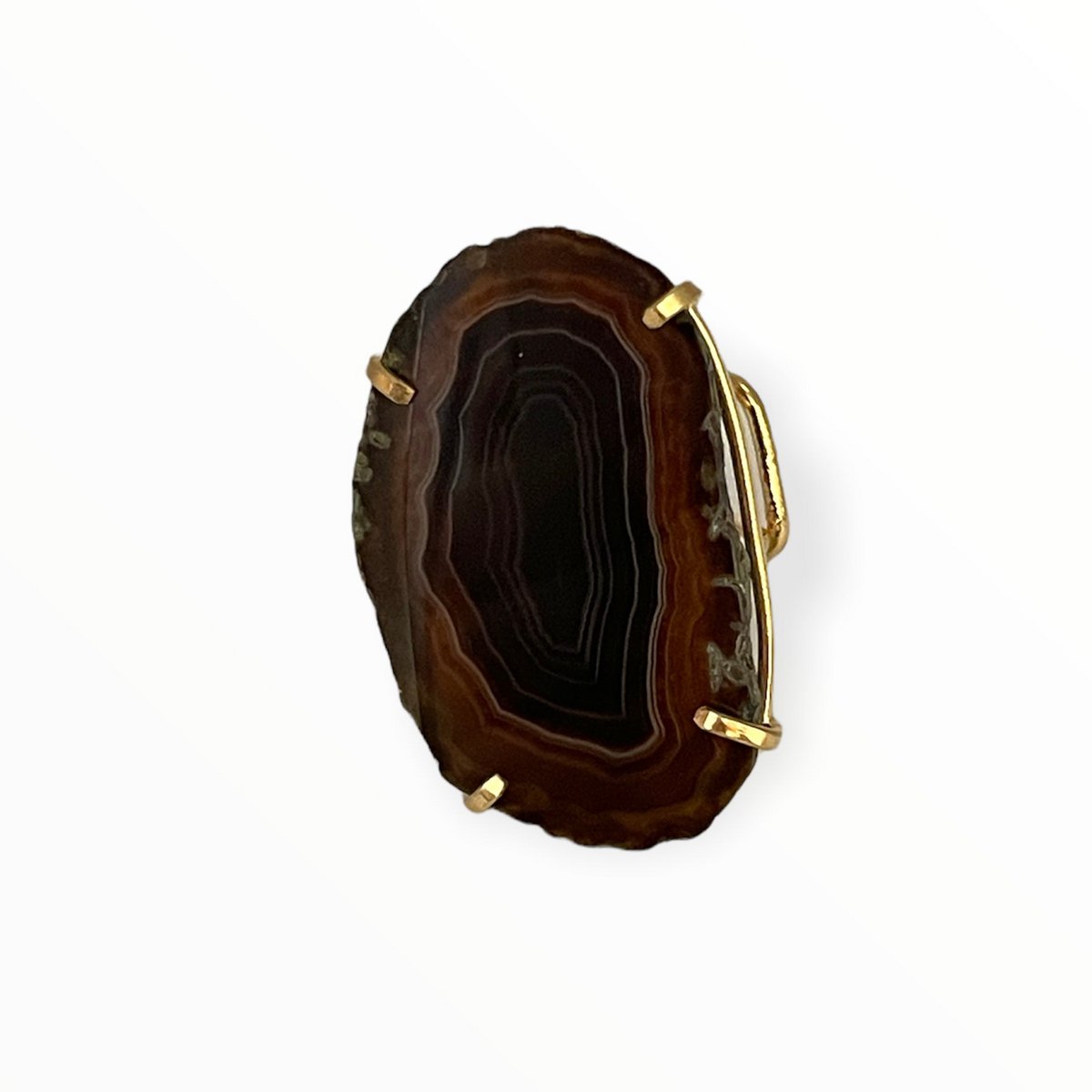 Bague Saudade Agate Marron Naturelle
