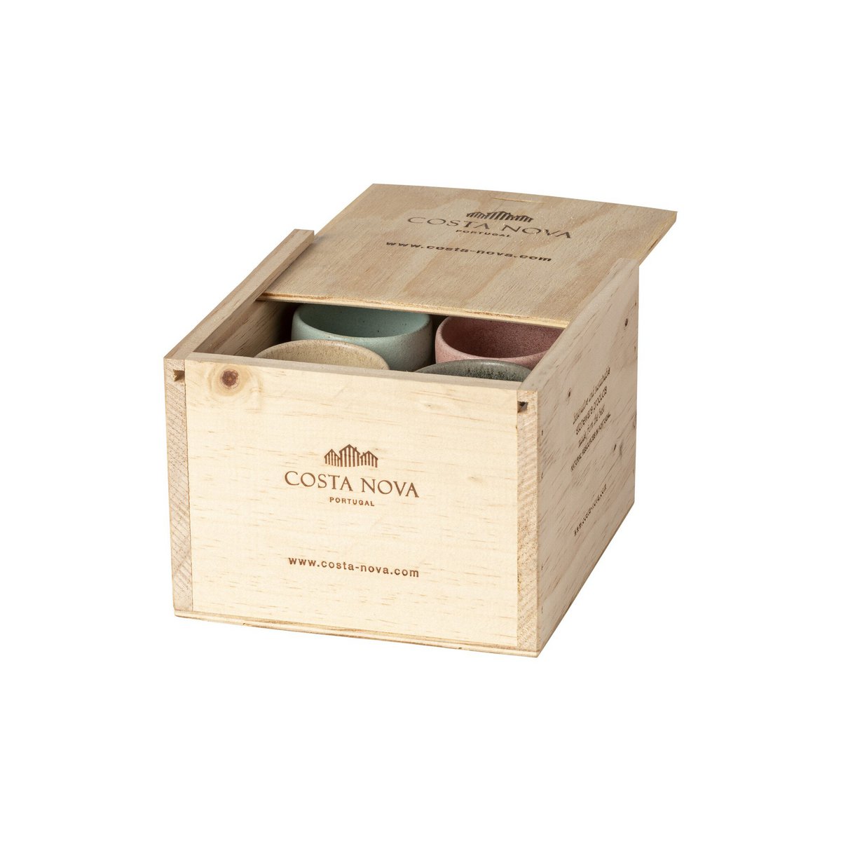 Boîte-cadeau 8 tasses expresso arenito multi-colorants