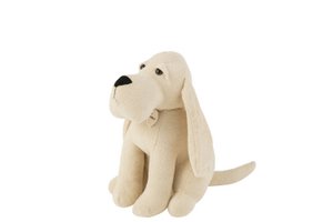 J-Line deurstopper Hond Vlinderdas - textiel - ecru