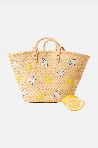 🧺 Woven Embroidered Basket "Poulaki"