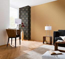 Papel pintado Art Déco con efecto metálico.