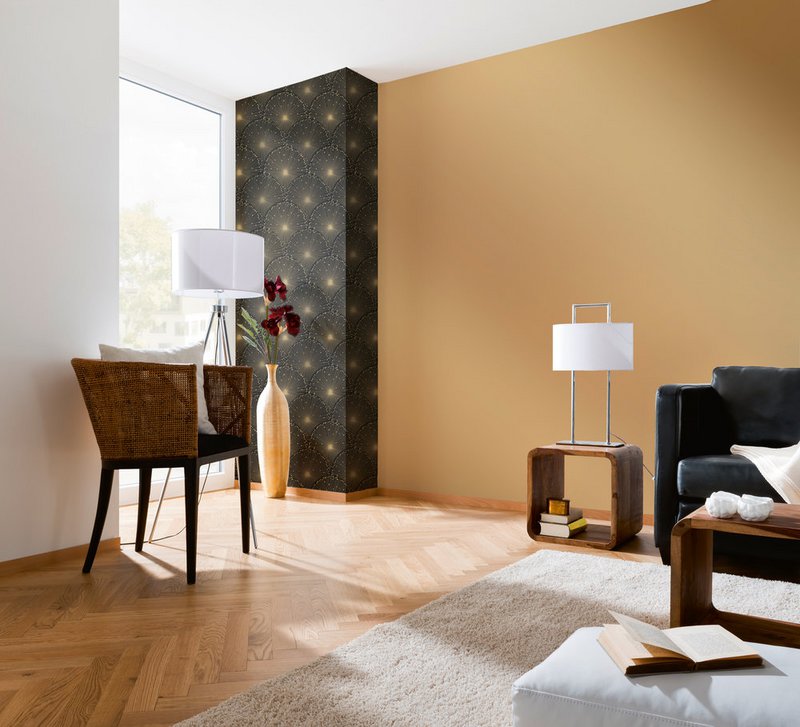 Papel pintado Art Déco con efecto metálico.