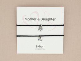 Moeder en dochter armbandenset zwart, stainless steel zilver of goud