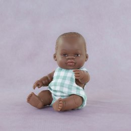 Babydukke afrikansk dreng 21 cm