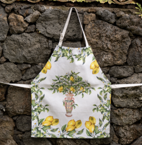 Lemon apron - with adjustable strap 100% cotton satin