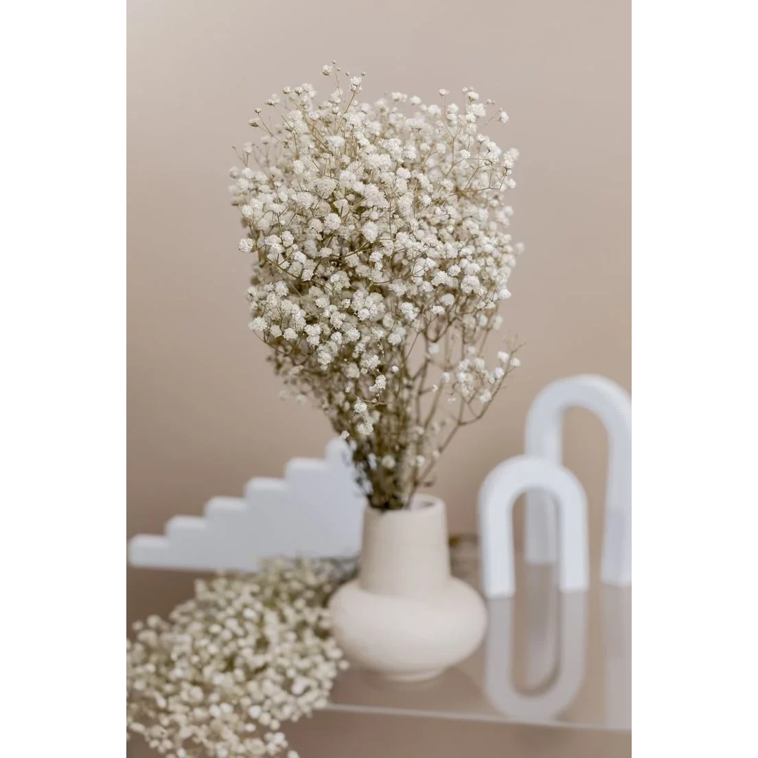 Ramo de flores secas de gypsophila blanca