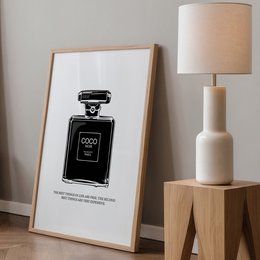 Poster: Coco Noir Perfume Bottle Illustration