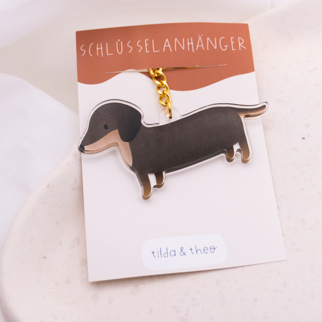 Llavero de perro Dachshund acrílico - Llavero de raza de perro de regalo