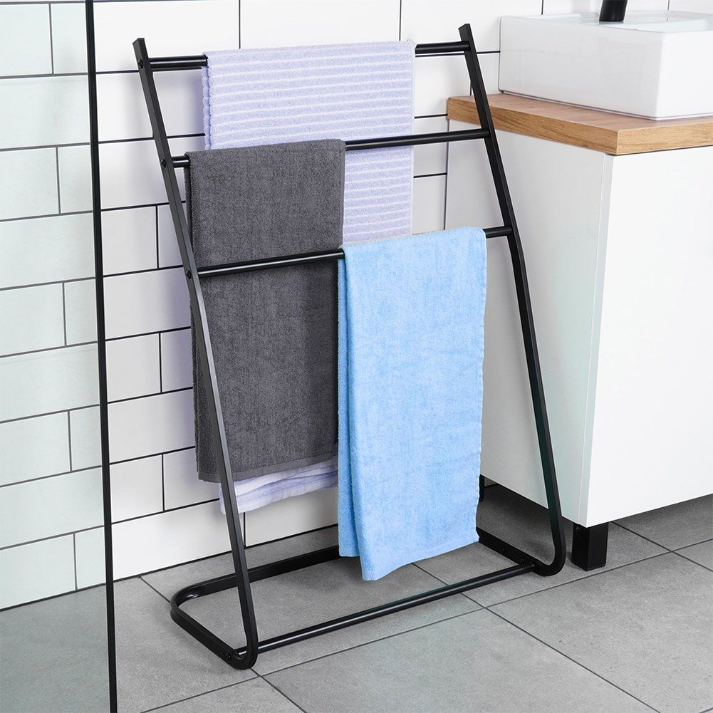 Towel Stand Metal Black