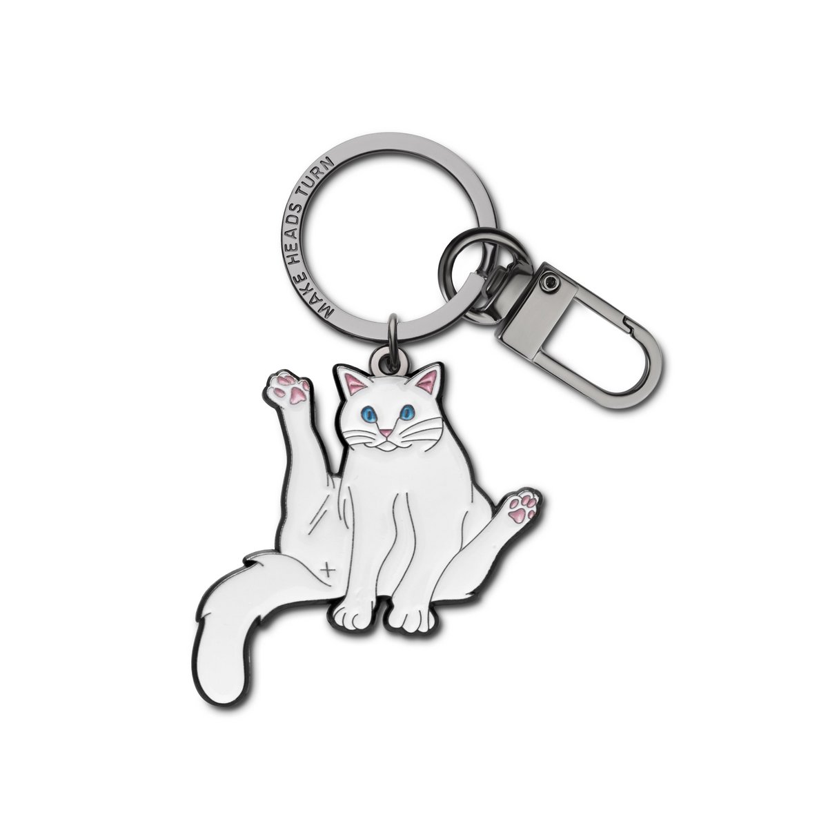Emalje nøglering/taske charme "Siddende kat"