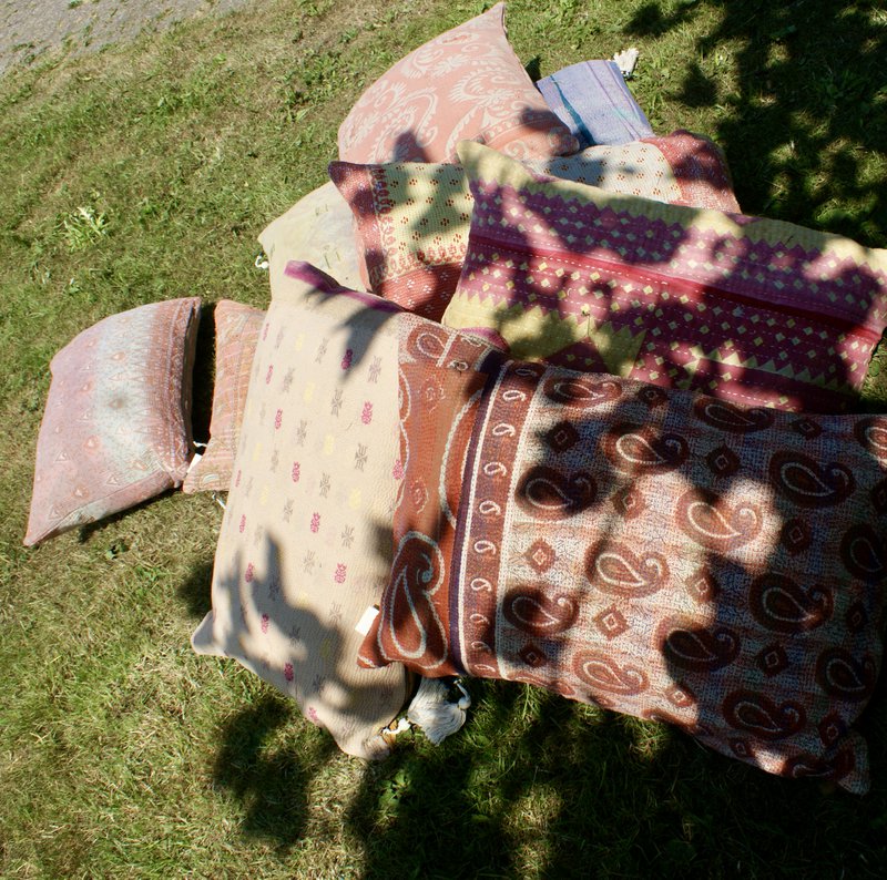 Pudebetræk Vintage Kantha 40x60 cm blød pink