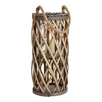 Lantern made of wood, glass brown (W / H / D) 18x40x18cm