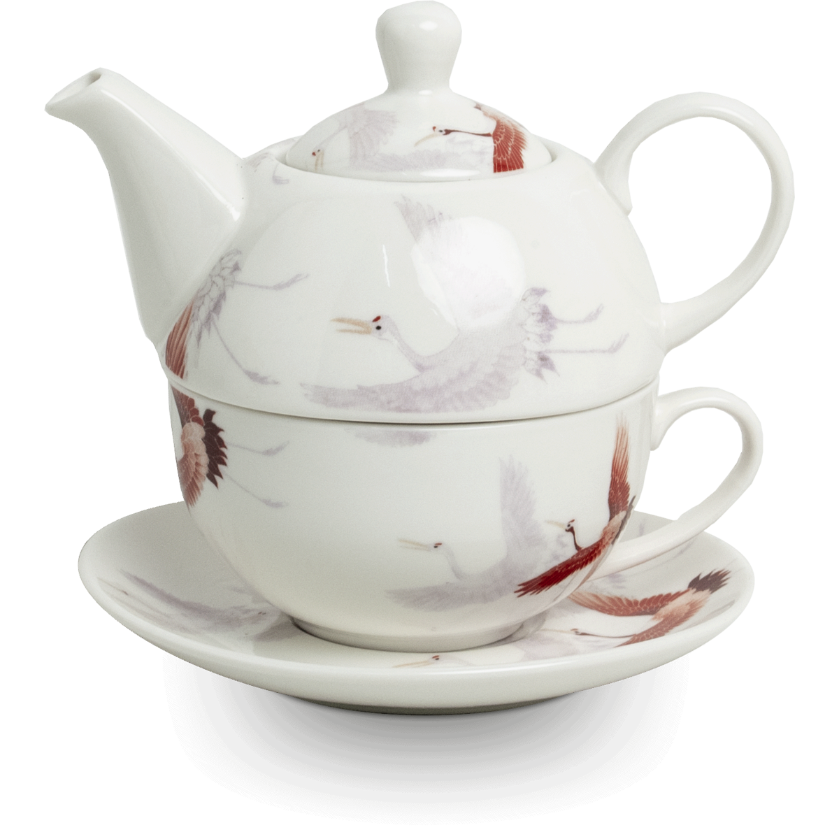 Edo Tea for One set, Crane White, giftbox
