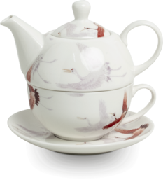 Edo Tea for One set, Crane White, giftbox