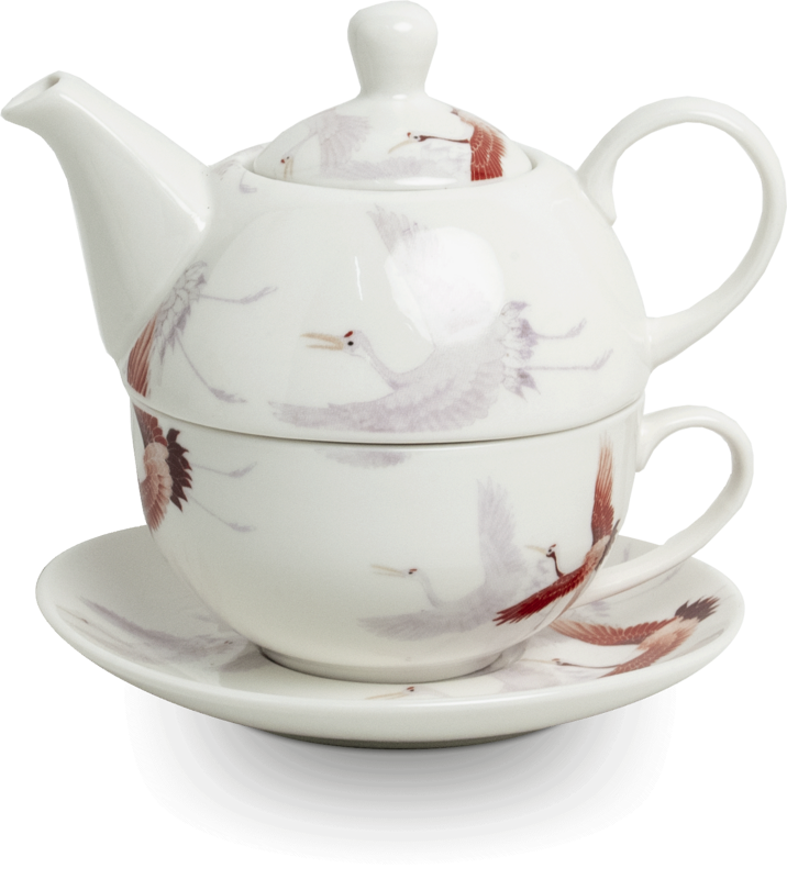 Edo Tea for One set, Crane White, giftbox