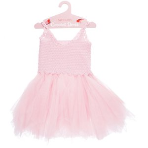 Häkelkleid (5–6 Jahre) – Blassrosa