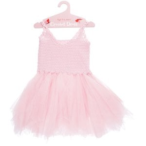 Häkelkleid (5–6 Jahre) – Blassrosa