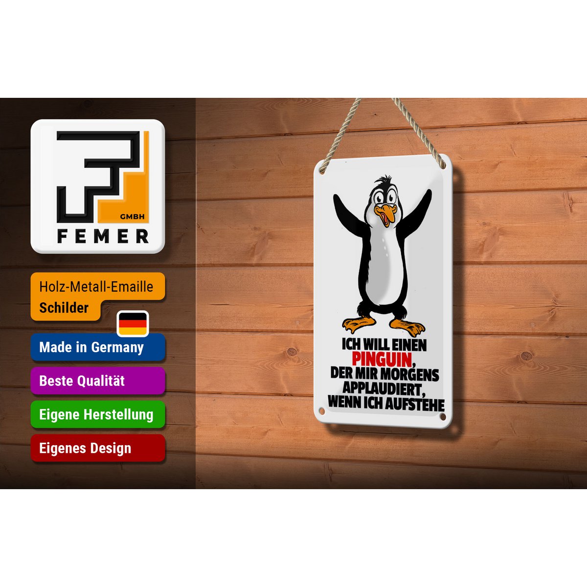 Tin sign saying 12x18cm wants penguin who applauds me decoration