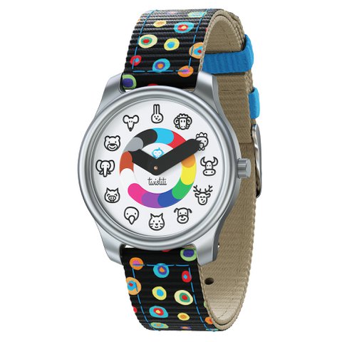 Twistiti - Educatief kinderhorloge voor kinderen van 3-6 jaar, met DIALS-wijzerplaat, waterdichte 50M, gemakkelijk te verwisselen riem - stippen