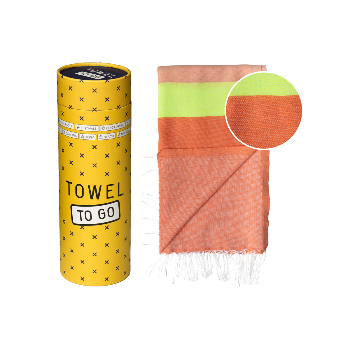 TOWEL TO GO NEON Serviette de plage en coton recyclé 180x100 cm | Serviette de sauna spa | Rouge / Rose | avec coffret cadeau