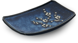 Edo Hanablue Sushi Plate 22x15cm, porcelain, Japan